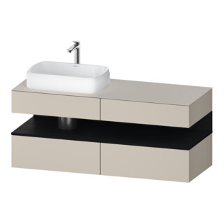 Duravit Meuble sous-lavabo Qatego 140x55x60 cm, E blanc/sable m, Pl, robinet gauche