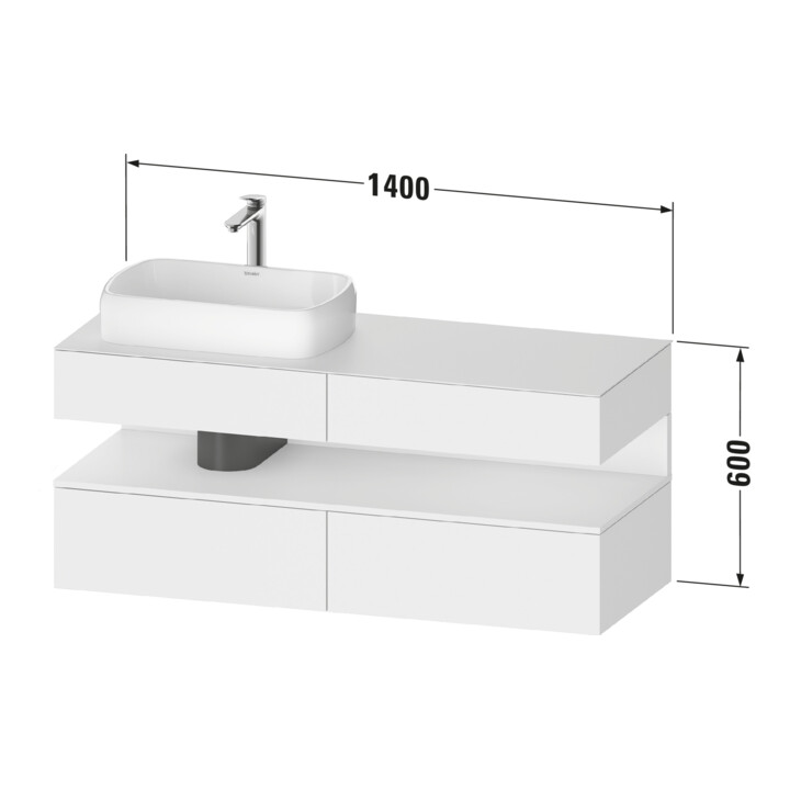 Duravit Meuble sous-lavabo Qatego 140x55x60 cm, E ch/bl m, Pl, B l, B