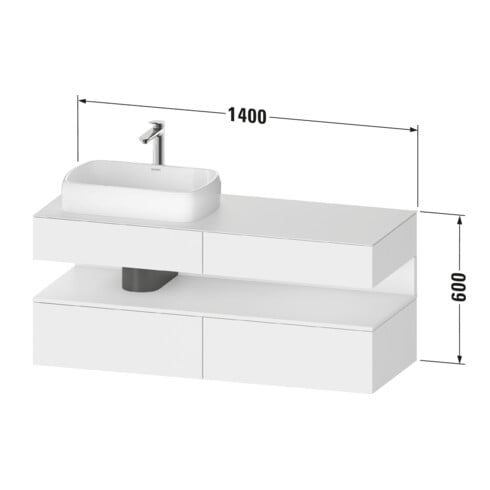 Duravit Meuble sous-lavabo Qatego 140x55x60 cm, E ch/bl m, Pl, robinet gch
