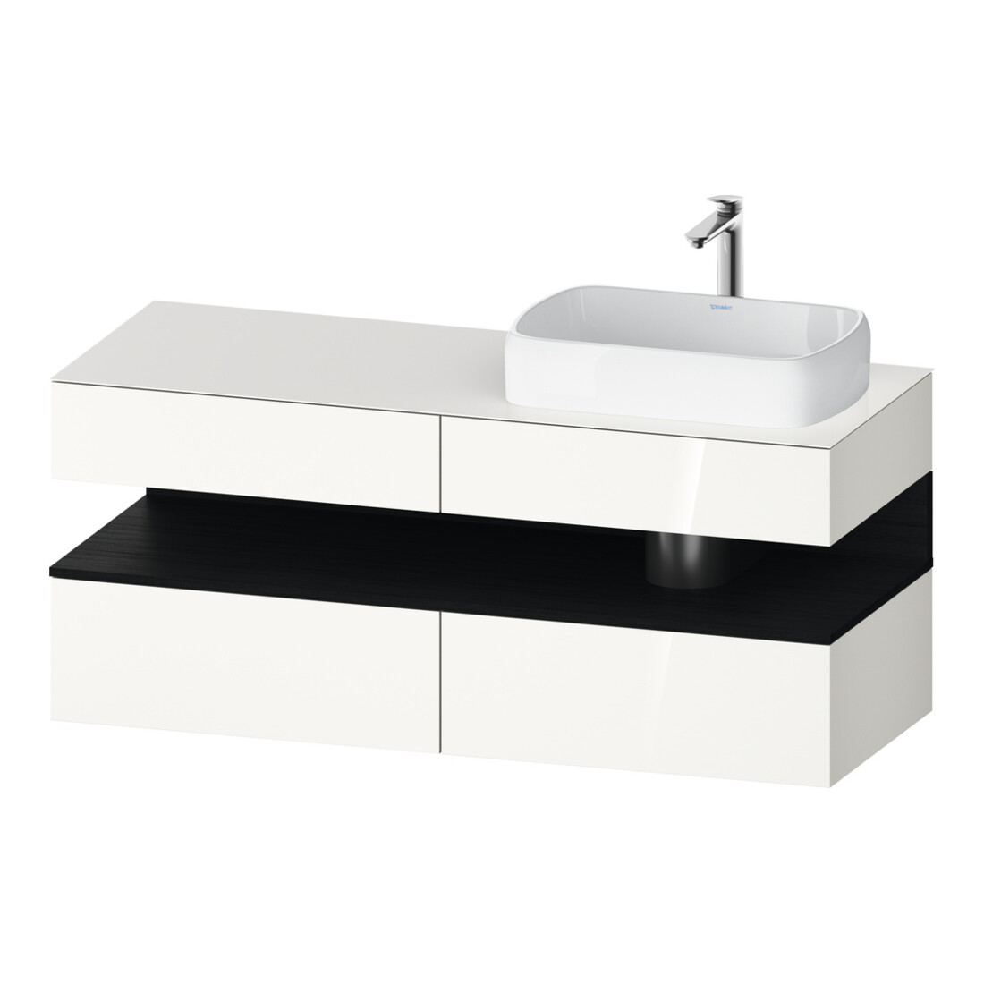 Duravit Meuble sous lavabo Qatego 140x55x60 cm, E ch/bl, Pl, évier à droite