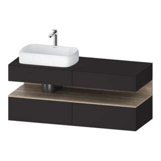 Duravit Meuble sous-lavabo Qatego 140x55x60 cm, E Ma/Gr m, Pl, évier gauche
