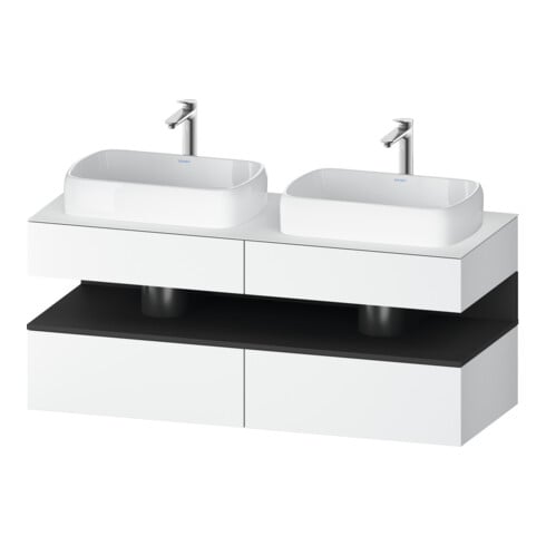 Duravit Meuble sous lavabo Qatego 140x55x60 cm, gris/blanc, placage, côtés ouverts