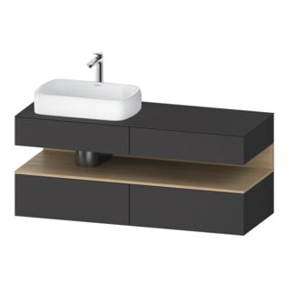 Duravit Meuble sous lavabo Qatego 140x55x60 cm, gris E na/gra, Pl, robinet gauche