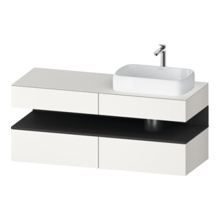 Duravit Meuble sous lavabo Qatego 140x55x60 cm, gris/mat, Pl, évier droit