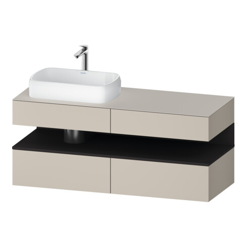 Duravit Meuble sous-lavabo Qatego 140x55x60 cm, gris/mat, placage, évier gauche
