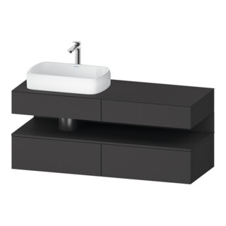 Duravit Meuble sous lavabo Qatego 140x55x60 cm, gris, Pl, robinet gauche