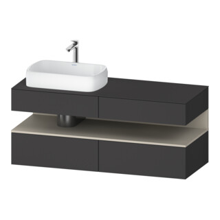 Duravit Meuble sous lavabo Qatego 140x55x60 cm, T avec miroir, plan, blanc, niche