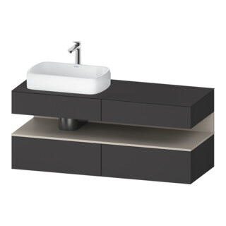 Duravit Meuble sous lavabo Qatego 140x55x60 cm, T avec porte, plan, blanc, niche