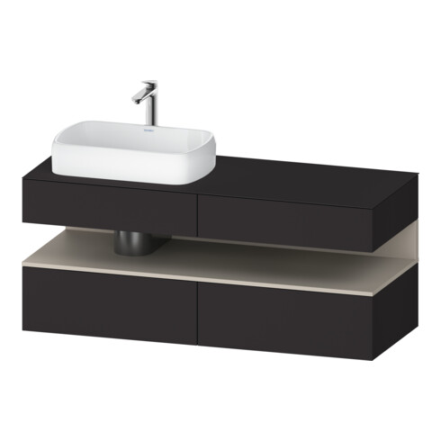 Duravit Meuble sous-lavabo Qatego 140x55x60 cm, T avec trou robinet, Plan, Cuvette gauche