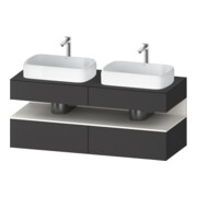 Duravit Meuble sous-lavabo Qatego 140x55x60cm, blanc avec miroir, plan, lavabo double face