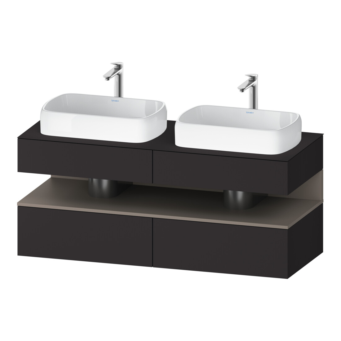Duravit Meuble sous lavabo Qatego 140x55x60cm, blanc, avec porte, plan, poignée