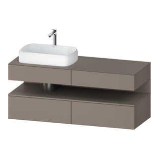 Duravit Meuble sous lavabo Qatego 140x55x60cm, blanc mat, consoles, évier gauche