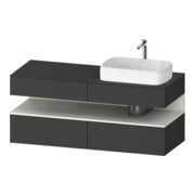 Duravit Meuble sous-lavabo Qatego 140x55x60cm, blanc mat/Gris mat, placage, bord, niche