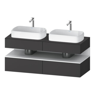 Duravit Meuble sous-lavabo Qatego 140x55x60cm, blanc mat/gris mat, plan, évier double face