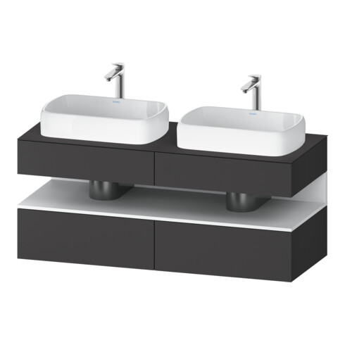 Duravit Meuble sous-lavabo Qatego 140x55x60cm, blanc mat/gris mat, plan, évier double face