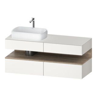 Duravit Meuble sous lavabo Qatego 140x55x60cm, blanc mat, placage, évier gauche