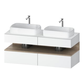 Duravit Meuble sous-lavabo Qatego 140x55x60cm, blanc mat, plan, évier double face
