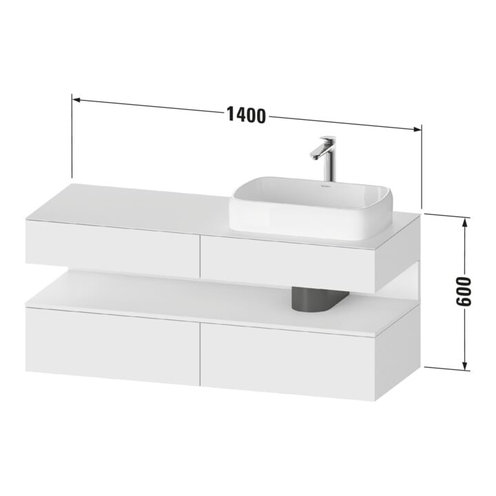 Duravit Meuble sous-lavabo Qatego 140x55x60cm, E blanc/sable m, Pl, B r, B