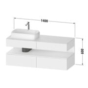 Duravit Meuble sous-lavabo Qatego 140x55x60cm, E chêne/blanc, plan, blanc-3