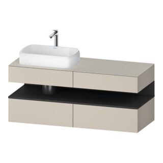 Duravit Meuble sous-lavabo Qatego 140x55x60cm, gris mat/ta mat, Pl, gauche