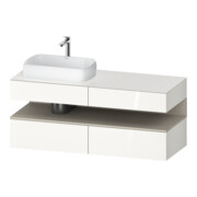 Duravit Meuble sous-lavabo Qatego 140x55x60cm, T blanc/gris, placage, évier gauche