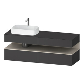Duravit Meuble sous-lavabo Qatego 160x55x60 cm, avec porte et tiroir, blanc, évier gauche