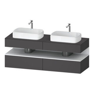 Duravit Meuble sous-lavabo Qatego 160x55x60 cm, blanc avec poignée métal, plan, évier double face