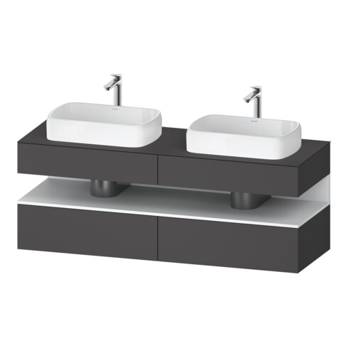 Duravit Meuble sous-lavabo Qatego 160x55x60 cm, blanc avec poignée métal, plan, évier double face