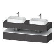 Duravit Meuble sous-lavabo Qatego 160x55x60 cm, blanc avec poignée métal, plan, évier double face-1