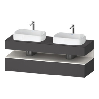 Duravit Meuble sous lavabo Qatego 160x55x60 cm, blanc, avec porte, plan, poignée, miroir