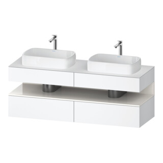 Duravit Meuble sous lavabo Qatego 160x55x60 cm, blanc brillant/blanc mat, Pl, B bs, B