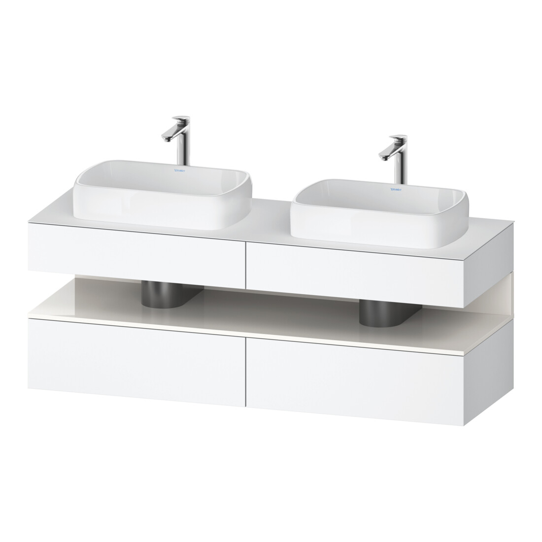 Duravit Meuble sous lavabo Qatego 160x55x60 cm, blanc brillant/blanc mat, Pl, B bs, B