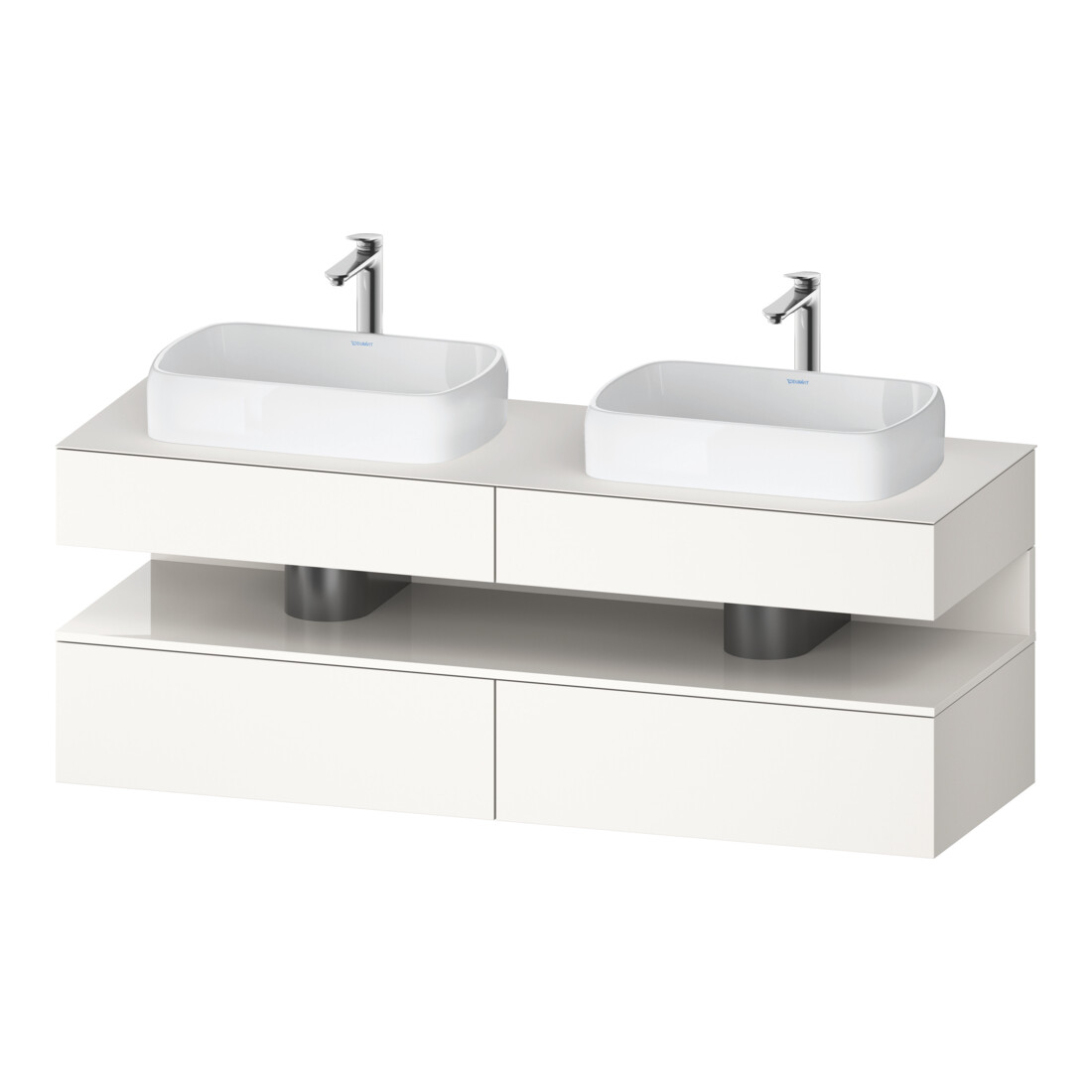 Duravit Meuble sous lavabo Qatego 160x55x60 cm, blanc brillant/blanc mat, Pl, B double face