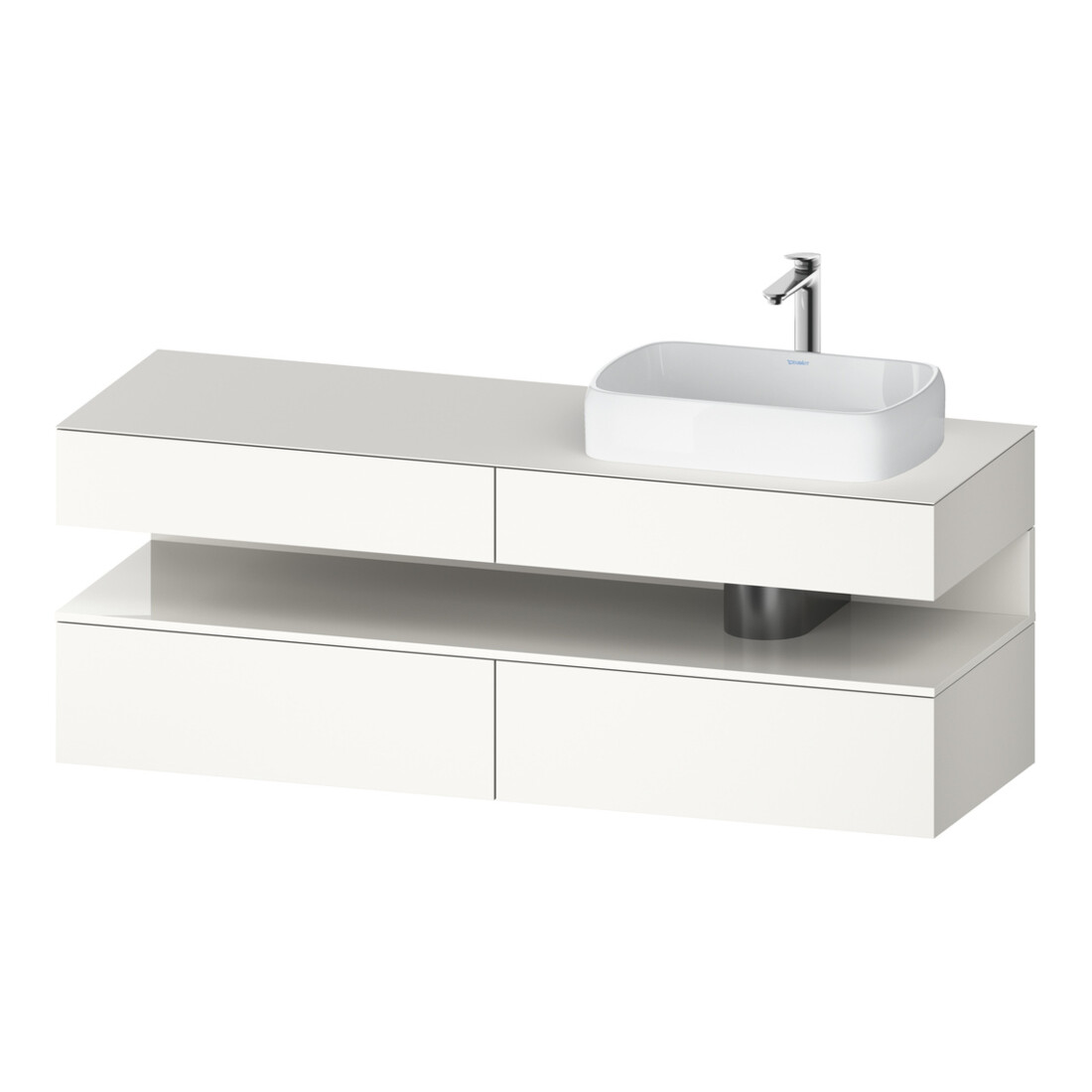Duravit Meuble sous-lavabo Qatego 160x55x60 cm, blanc brillant/blanc mat, Pl, B r, B