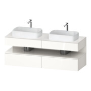 Duravit Meuble sous lavabo Qatego 160x55x60 cm, blanc brillant, placage, tiroirs des deux côtés, niche