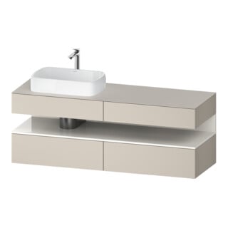 Duravit Meuble sous-lavabo Qatego 160x55x60 cm, blanc givre/taupe mat, gauche
