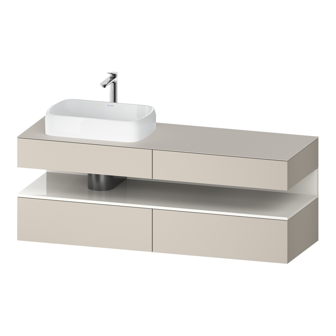 Duravit Meuble sous-lavabo Qatego 160x55x60 cm, blanc givre/taupe mat, gauche