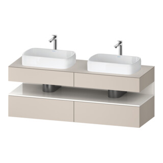 Duravit Meuble sous lavabo Qatego 160x55x60 cm, blanc givre/taupe, placage, évier double face