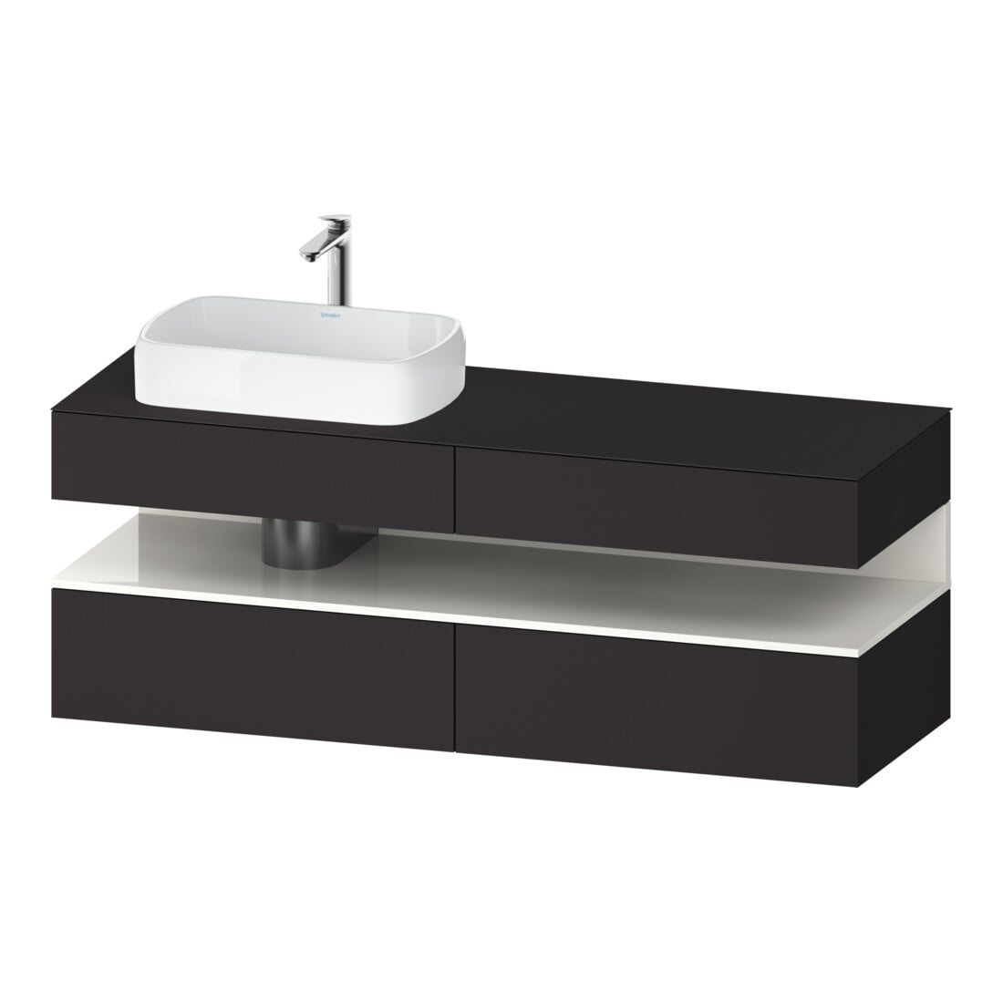 Duravit Meuble sous-lavabo Qatego 160x55x60 cm, blanc/gris m, Pl, évier gauche