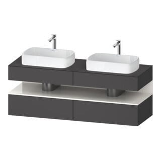 Duravit Meuble sous lavabo Qatego 160x55x60 cm, blanc/gris m, placage, évier double face