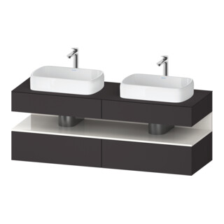 Duravit Meuble sous-lavabo Qatego 160x55x60 cm, blanc/gris m, placage, évier double face
