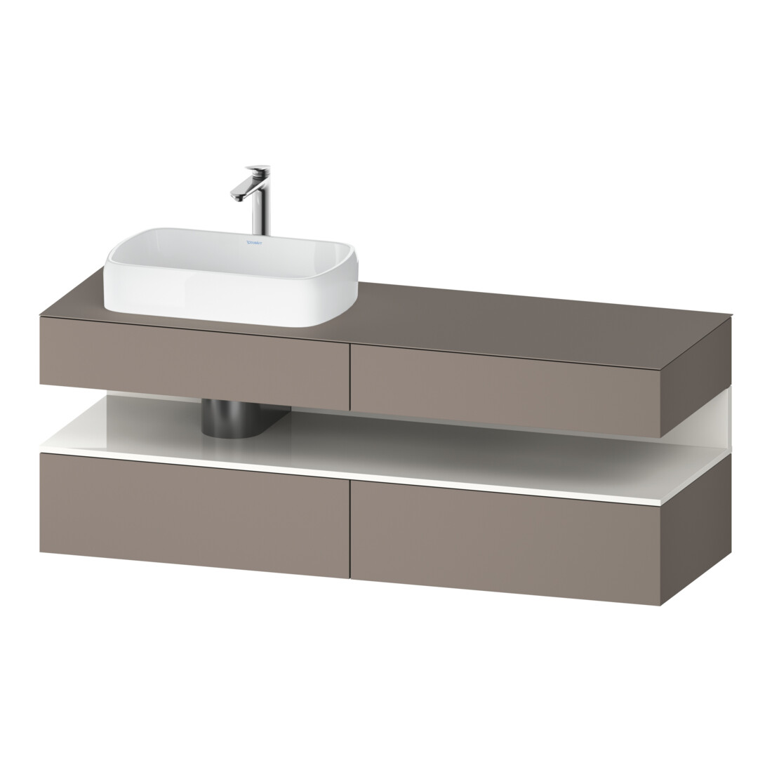 Duravit Meuble sous-lavabo Qatego 160x55x60 cm, blanc/gris, placage, évier gauche