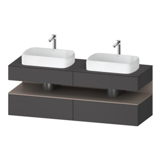 Duravit Meuble sous lavabo Qatego 160x55x60 cm, blanc mat, avec miroir, plan, évier double face