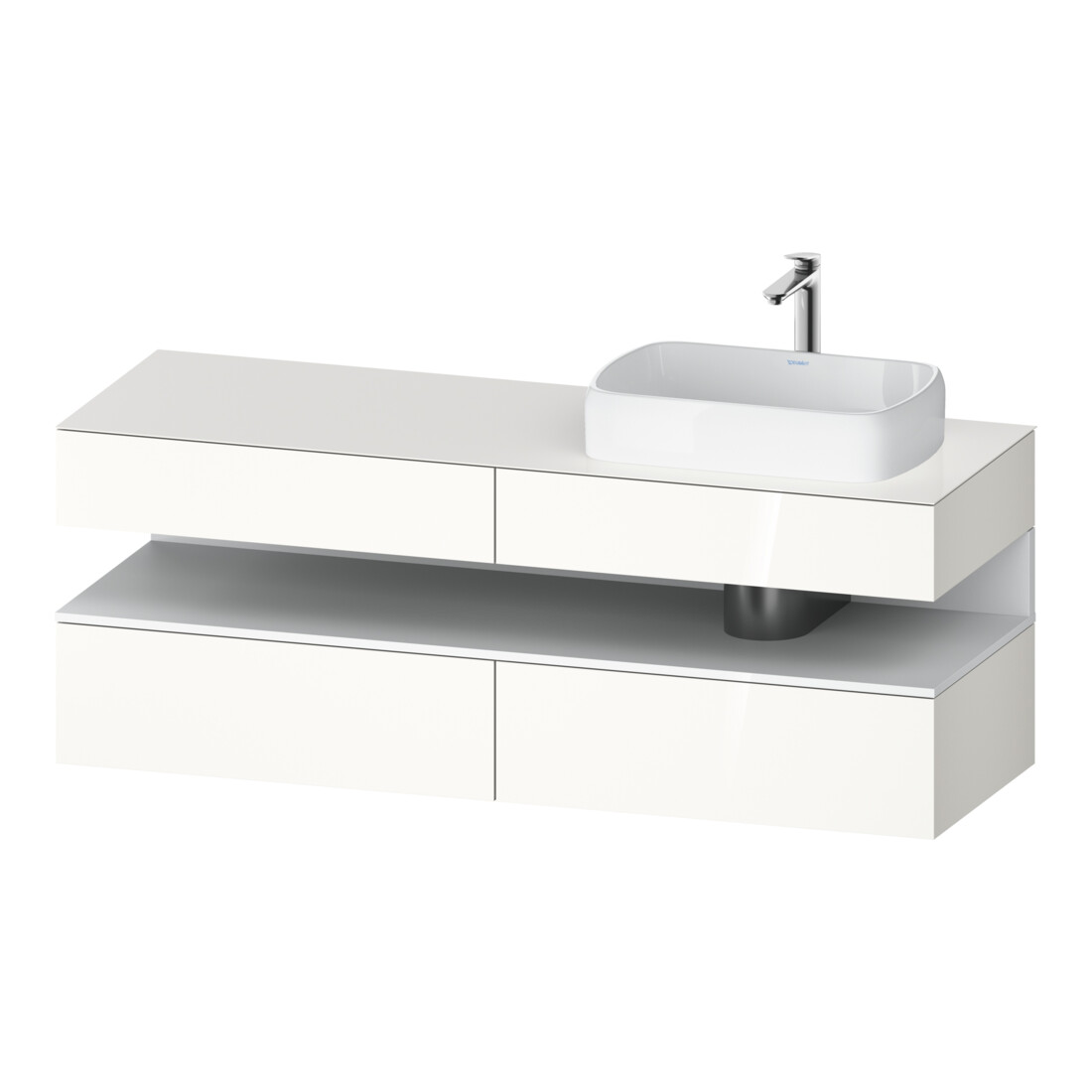 Duravit Meuble sous-lavabo Qatego 160x55x60 cm, blanc mat/blanc brillant, à droite