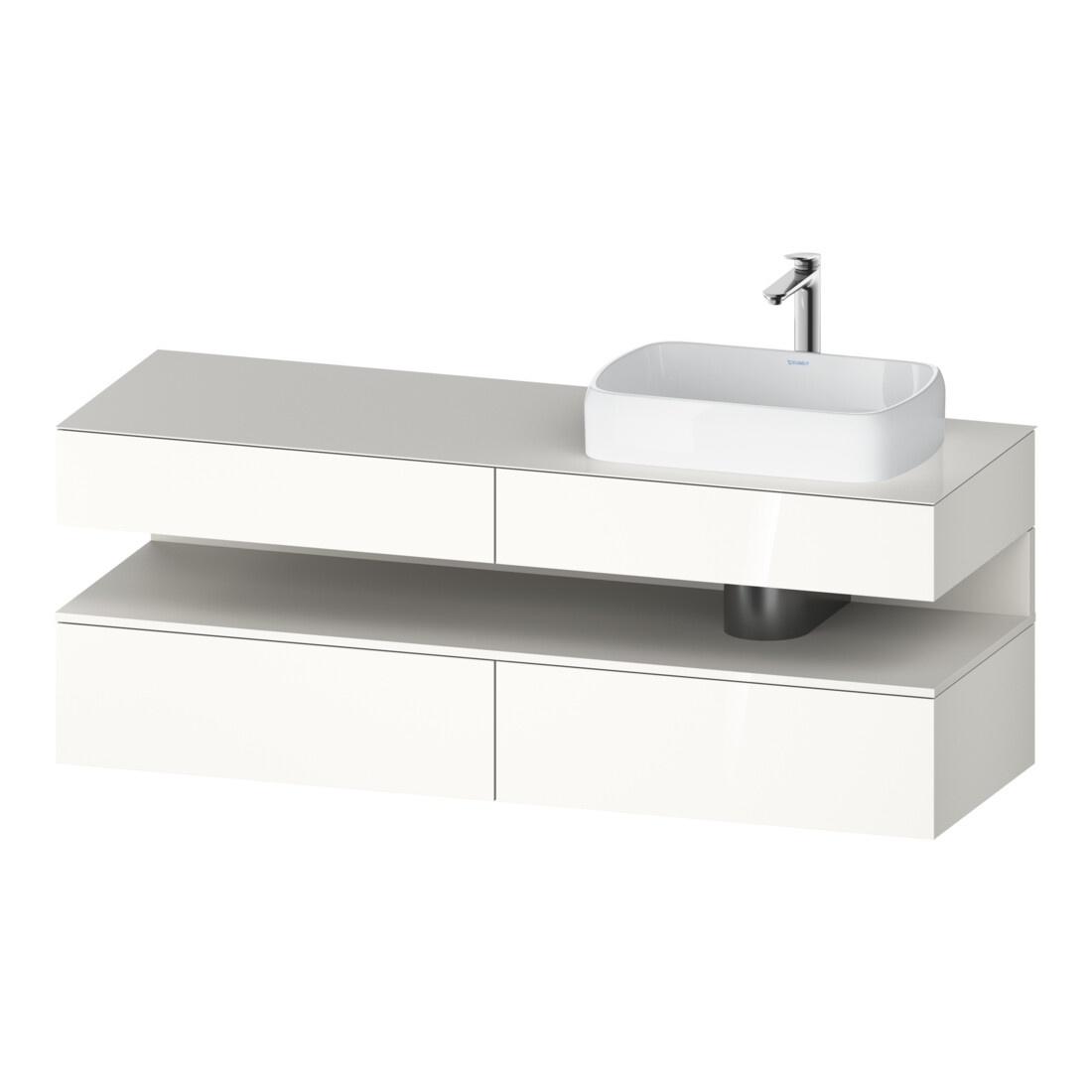 Duravit Meuble sous-lavabo Qatego 160x55x60 cm, blanc mat/blanc brillant, Pl, lavabo à droite