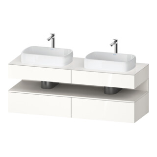 Duravit Meuble sous-lavabo Qatego 160x55x60 cm, blanc mat/blanc brillant, placage, évier double face
