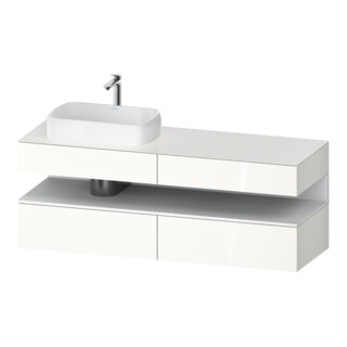 Duravit Meuble sous lavabo Qatego 160x55x60 cm, blanc mat/blanc brillant, placage, évier gauche