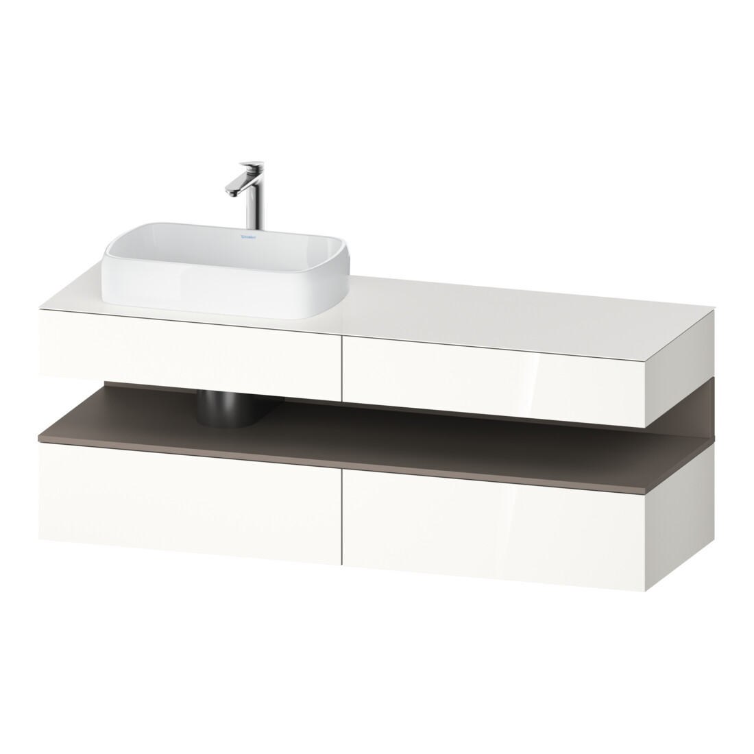 Duravit Meuble sous-lavabo Qatego 160x55x60 cm, blanc mat/brillant, placage, gauche