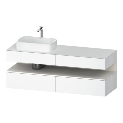 Duravit Meuble sous lavabo Qatego 160x55x60 cm, blanc mat/brillant, placage, niche