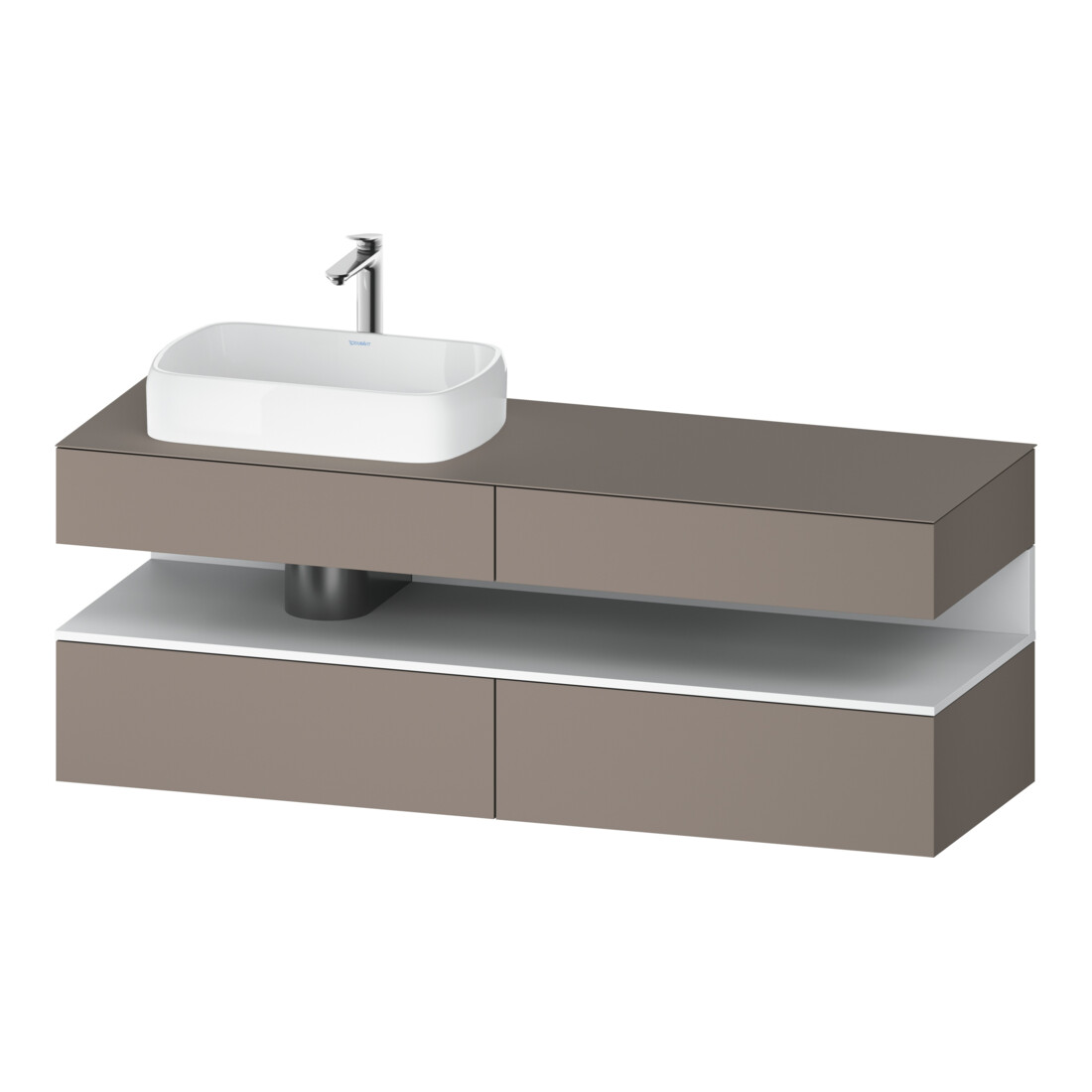 Duravit Meuble sous-lavabo Qatego 160x55x60 cm, blanc mat/brillant, placard, évier gauche